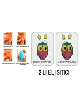 2 ADET ATKILI BAYKUŞ CEP SOBASI,EL ISITICI,SICAK SU TORBASI PVC  10x9,5cm