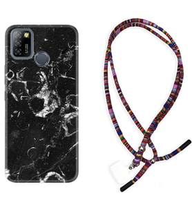 INFINIX Smart 4 5 6 Zero 8 S5 Pro Kılıf Boyun Asklı Rasta Silikon Black Hole Marble 1387