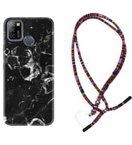 INFINIX Smart 4 5 6 Zero 8 S5 Pro Kılıf Boyun Asklı Rasta Silikon Black Hole Marble 1387