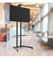TV/Fuar Toplantı Odası için Video Kamera Aparatlı Sabit Ayaklı Metal TV Standı 40”inç–75”inç