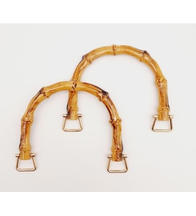 Angel Çanta Aksesuar Bambu Görünümlü Plastik Çift Sap Light Gold Metalli