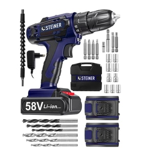 V-tech 58 V 5 Ah Çelik Şanzuman Darbeli Çift Akülü Vidalama Matkap
