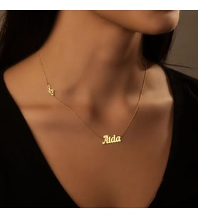 Kişiye Özel 925 Ayar Gümüş Yan Sol Anahtarı Müzik Notası Detaylı İsim Kolye (Gold)