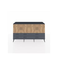 Kronos Konsol 6 Raflı 6 Çekmeceli 4 Kapaklı 176x59x99 Antrasit-Çam/Antrasit