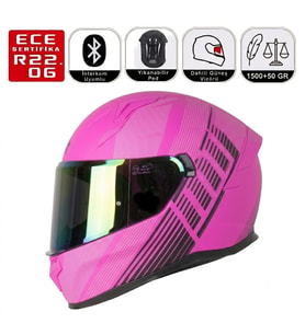 M910 Lady Fuchsıa Motosiklet Kaskı Güneş Vizörlü Full Face Kadın Kask