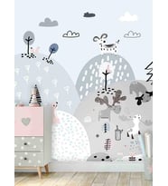 Dreamwall Sevimli Hayvanlar Desenli Silinebilir Tekstil Duvar Kağıdı (Çok Renkli)