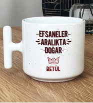 Kişiye Özel Efsaneler Aralıkta Doğar Hediye T Kupa Bardak Doğum Günü Hediyesi (Beyaz)