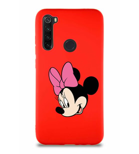 Xiaomi Redmi Note 8 Soft Premier Kapak Minnie Mouse-B Tasarımlı Silikon Kılıf - Kırmızı (Şeffaf)