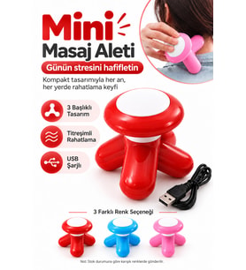 Mini Titreşimli Masaj Aleti 3 Başlıklı Omuz Boyun ve El İçin