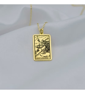Altın Kaplama  Knight of Swords Tarot Gümüş Kolye