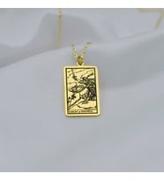 Altın Kaplama  Knight of Swords Tarot Gümüş Kolye