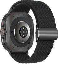 Samsung Galaxy Watch Ultra 47mm ile Uyumlu Örgü Solo Loop Kumaş Kordon Manyetik Tokalı Terleme Yapmayan Nefes Alabilen Hafif Yapılı Bilek Ölçüsüne Göre Ayarlanabilen Elastik Kayış