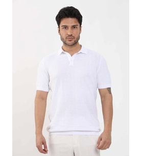 Dufy Beyaz Erkek Slim Fit Balıksırtı Desenli Polo Yaka Kazak - 104551