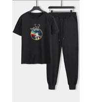 Unisex Nasa Baskılı 2'li Eşofman Takımı (Siyah)