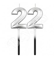 22 Rakam Mum Gümüş