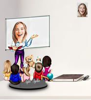 Kişiye Özel Öğretmen Karikatürlü İki Katmanlı Ahşap Biblo Bayan-23