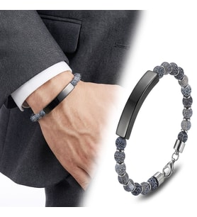 💎 Premium Mat Akik Siyah İsim Yazılabilir Ve Çelik Zincir Bileklik 31832B29D4  -  23 cm