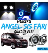 Fiat Doblo D3 2010-2015 Uyumlu Mercekli Angel Sis Farı Metal 76 mm Buz Mavi Halkalı Gündüz Farı 2 Ad