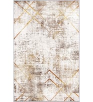 Eliana Home Baskılı, Yıkanabilir Kaymaz Taban Salon Halısı LNA1666 100x150 cm (Bej)
