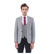 Ekose Ceket Yelek Set - Wessi (Bordo)