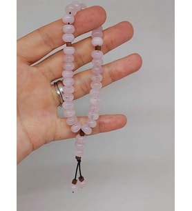 Pembe Kuvars Taşı 33Lük Özel Kesim Minimal Tesbih (54316)