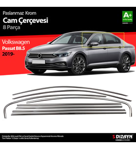 VW Passat B8.5 Krom Cam Çerçeve 8 Parça 2019-2023