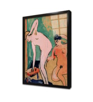 Two Female Nudes Çerçeveli Cam Tablo