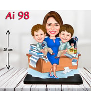 Kişiye Özel Ahşap Biblo - Aile Karikatür Biblo - 3 Kişilik Aile Biblo 26
