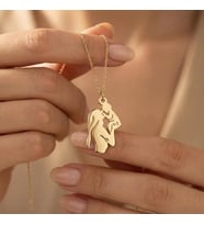 Kişiye Özel 925 Ayar Gümüş Anne ve Bebek Kolye (Gold) Anneler Günü Özel Hediye