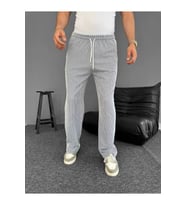 Su Yolu Çizgili Cepli Pantalon - Gri