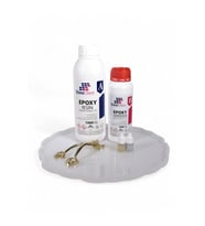 Epoksi Reçine 1,5 kg - 33,5 cm Tırtıklı Tepsi Kalıbı - Gümüş&Gold Sim - Çelik Gold Zamak Kulp