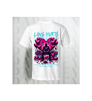Love Hurts Baskılı Unisex Bisiklet Yaka %100 Pamuk Oversize T-Shirt Yarım Kollu (Beyaz)