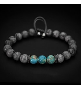 Alnis Atelier Jasper Doğaltaş Erkek Bileklik (Gri-K Mavı)