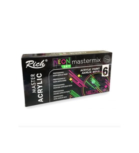 Mastermix Neon Akrilik Boya Seti 6 Renk x 60cc (Siyah)