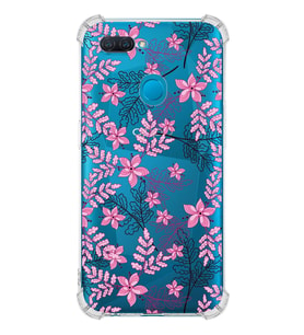 PrintiFy Oppo A5s Uyumlu Köşe Korumalı Floral Pembe Tasarımlı Şeffaf Silikon Kılıf