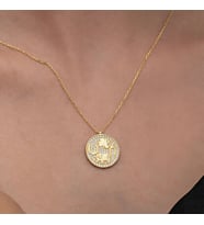 Gold Fil Motifli Şans 925 Ayar Gümüş Kadın Kolye