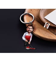 BK Gift Kişiye Özel Erkek Curling Karikatürlü Ahşap Anahtarlık-1 Sevgiliye Hediye, Arkadaşa Hediye, Doğum Günü Hediyesi