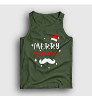 Presmono Unisex Haki Mustache Merry Christmas Yılbaşı Atlet 271340tt (Haki)
