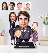 Kişiye Özel Addams Family Tasarımlı 4 kişilik Aile Model Ahşap Biblo-75