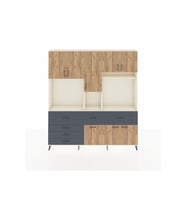 Arges Dolap 10 Raflı 6 Çekmeceli 8 Kapaklı 220x30x243 Aytaşı-Çam/Antrasit