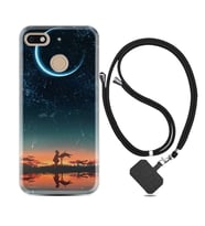 General Mobile GM8 Go GM9 GM20 Pro Plus Kılıf Boyun Askılı Silikon Ay ve Kız 1720