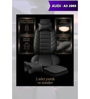 audi a3 2005 Koltuk ve Kılıf uyumlu Siyah Lüks Minder Yastık 2 Minder 2 Yastık