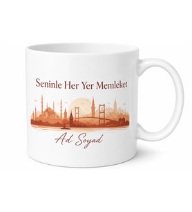 Memleket Temalı Eşe Özel Baskılı Kupa Bardak Hediye Porselen Mug