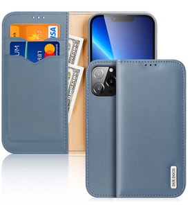 Dux Ducis iPhone 13 Pro Kılıf Mıknatıslı Cüzdanlı Deri Kılıf Hivo Series MAVİ