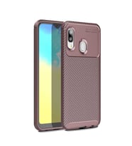 Samsung Galaxy A20E Kılıf Esnek Soft Karbon Tasarım Legion Serisi (Kahverengi)