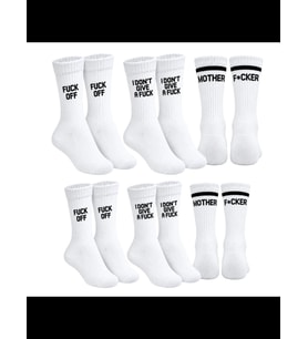 Wak Unisex Beyaz Yazılı Çorap Esprili Sloganlı Uzun Soket Günlük Spor Rahat 6lı Eğlenceli Şık Hediye Set