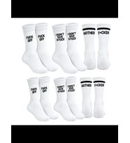 Wak Unisex Beyaz Yazılı Çorap Esprili Sloganlı Uzun Soket Günlük Spor Rahat 6lı Eğlenceli Şık Hediye Set