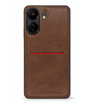 Redmi 13C Kartlıklı Rich Boss Lüx Deri Kılıf Koyu Kahve