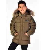 Natürel Kürklü Erkek Çocuk Şişme Mont 51246 (Haki)