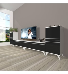 Decoraktiv Eko 9220T Mdf Retro Tv Ünitesi Tv Sehpası (Siyah - Beyaz)